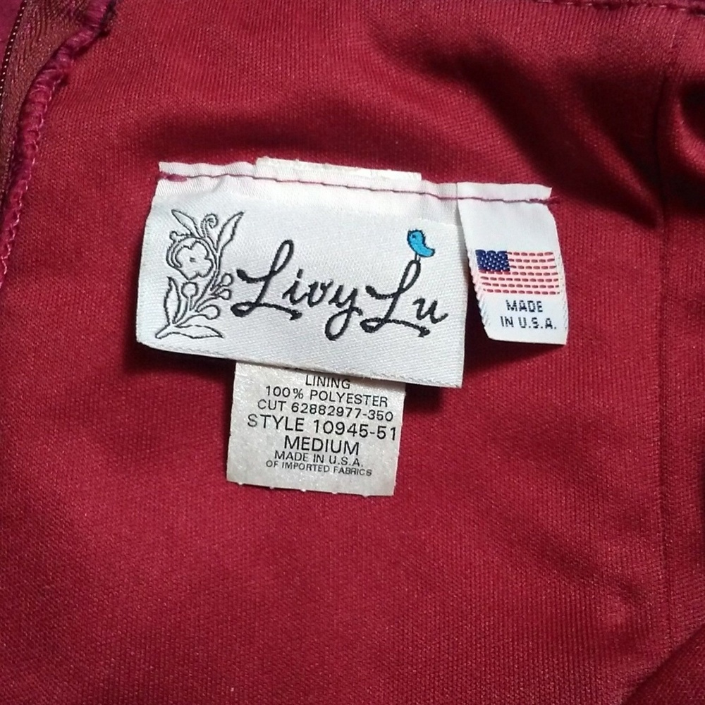 Livy Lu OU Halter Dress Crimson and Cream Medium - Picture 7 of 8